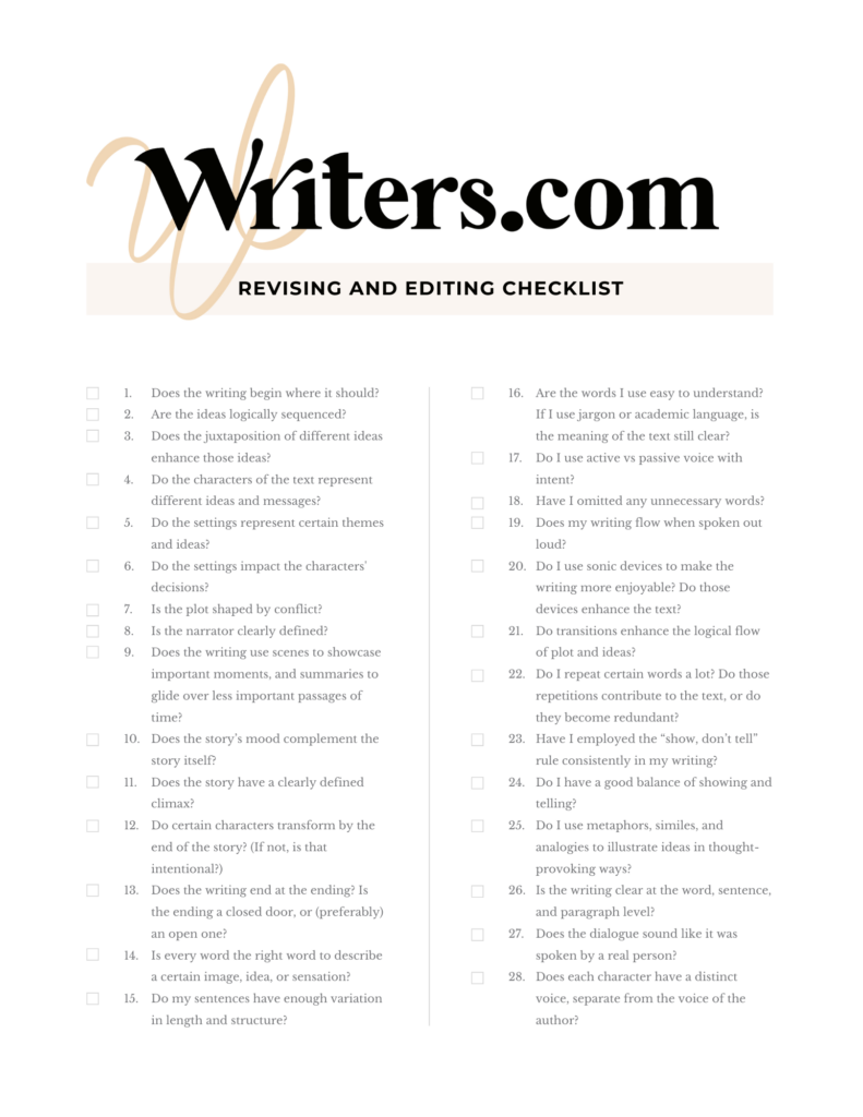 revising and editing checklist