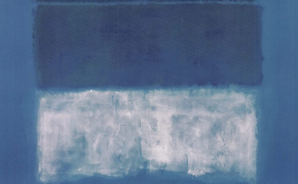 rothko green and white in blue