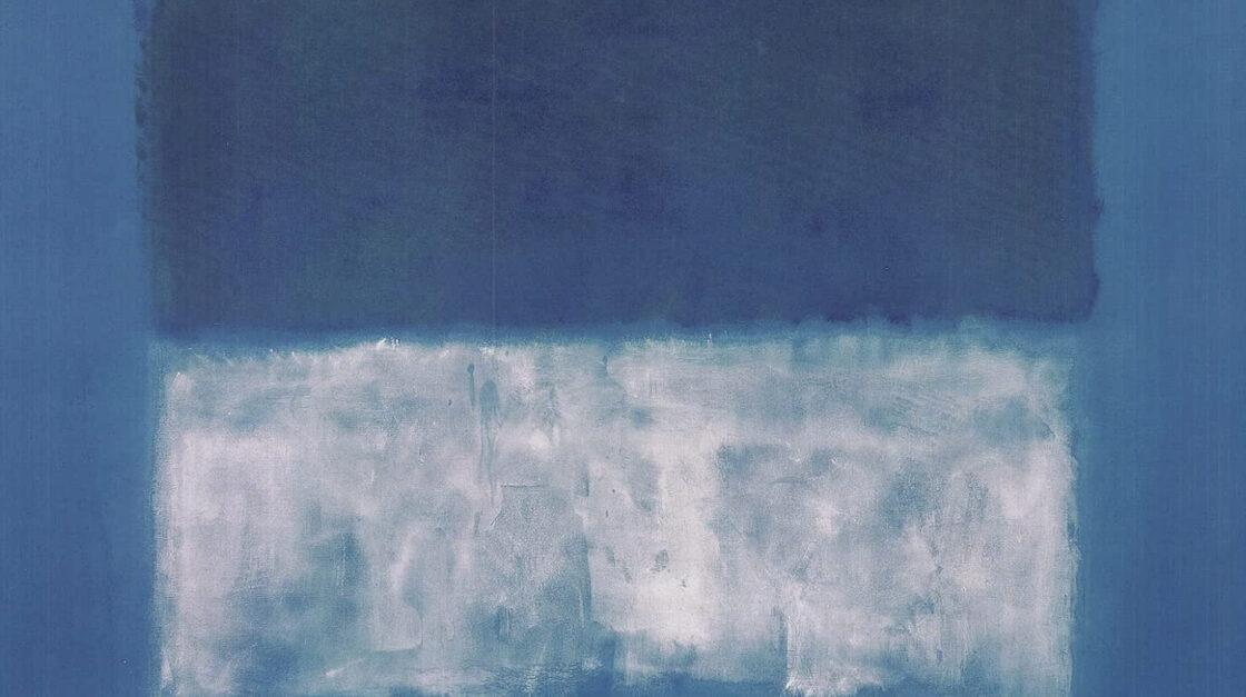 rothko green and white in blue