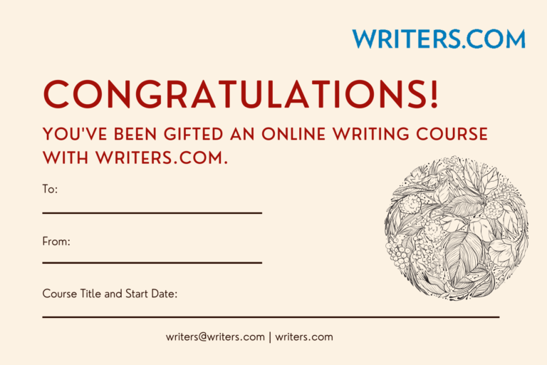 best gifts for writers gift card to Writers.com course